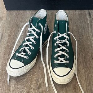 Converse Forest Green High-Tops with White Accents